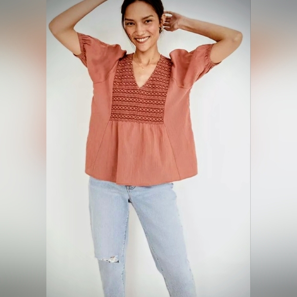 Madewell, Rust Embroidered Women's Top. Size S - Picture 1 of 8